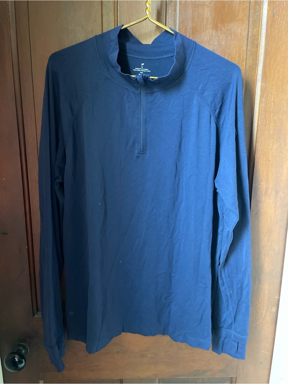 Fabletics men's extra large long sleeve blue athletic pullover shirt